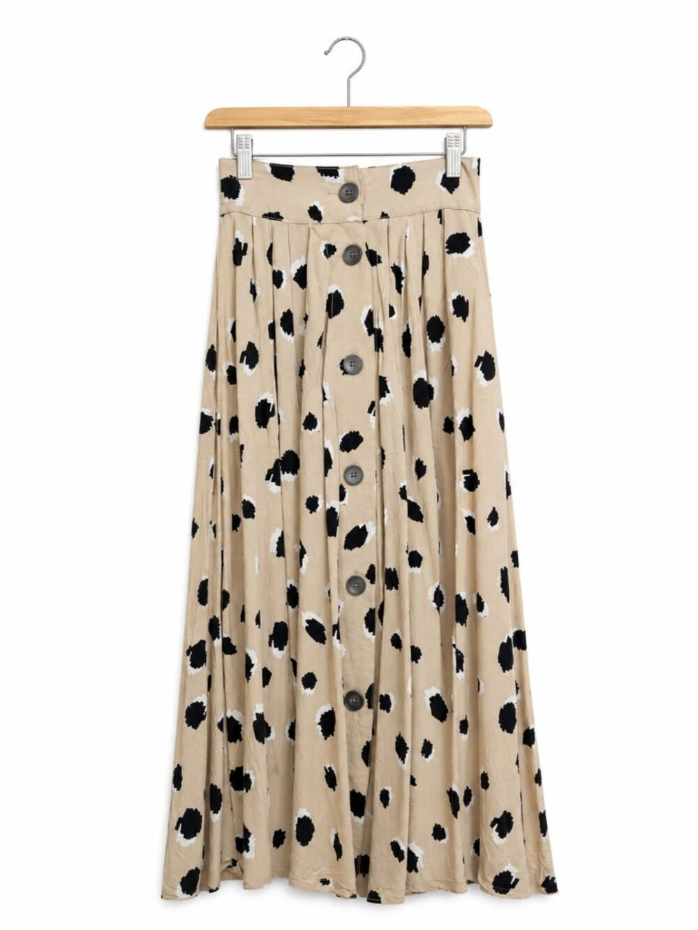 VINTAGE BY RONG KOREA | Leopard Print Button Front Midi Skirt – Waist 12-15